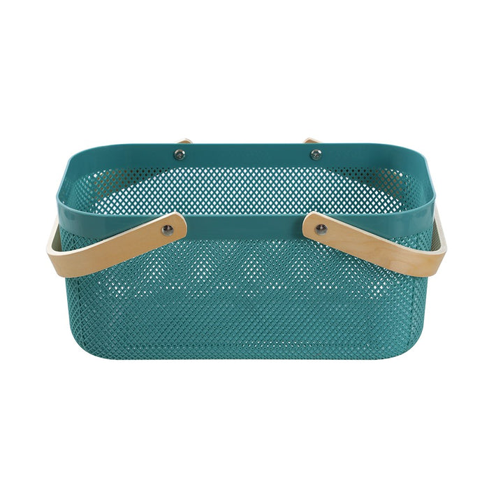 Boxsweden Mesh Plastic Basket Wood Handle 15L 40X24.5X18Cm