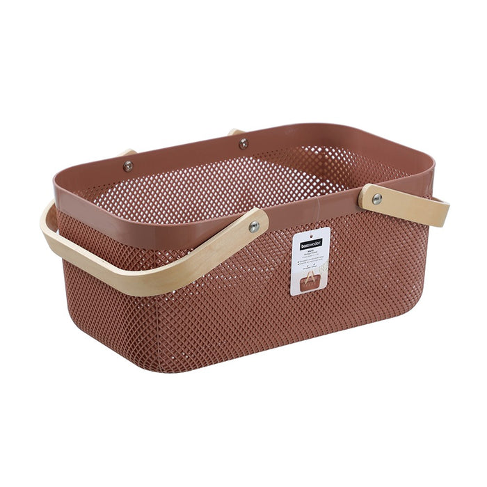 Boxsweden Mesh Plastic Basket Wood Handle 15L 40X24.5X18Cm