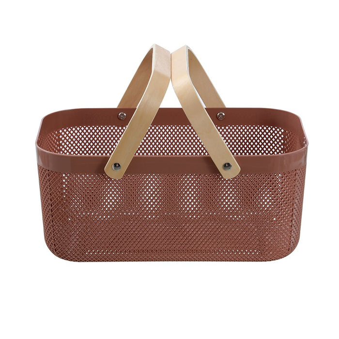 Boxsweden Mesh Plastic Basket Wood Handle 15L 40X24.5X18Cm