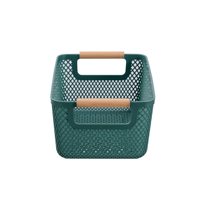 Boxsweden Mesh Plastic Basket Wood Handle 4.5L 26.5X18X12Cm