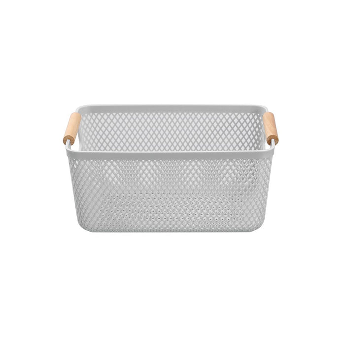 Boxsweden Mesh Plastic Basket Wood Handle 4.5L 26.5X18X12Cm