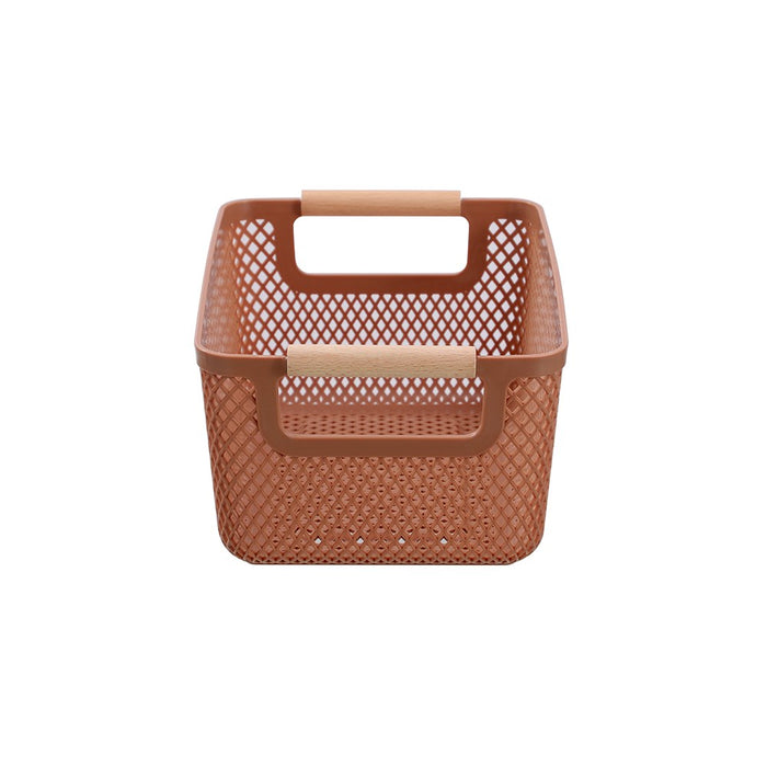 Boxsweden Mesh Plastic Basket Wood Handle 4.5L 26.5X18X12Cm