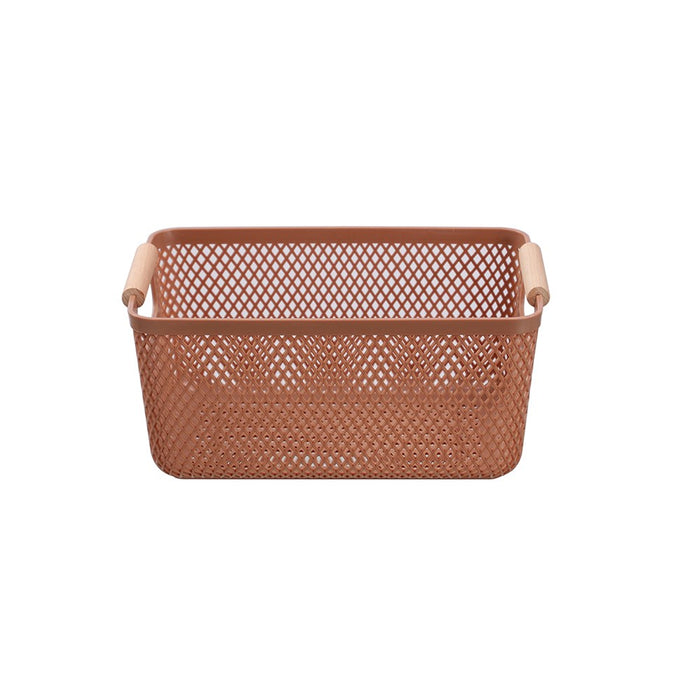 Boxsweden Mesh Plastic Basket Wood Handle 4.5L 26.5X18X12Cm