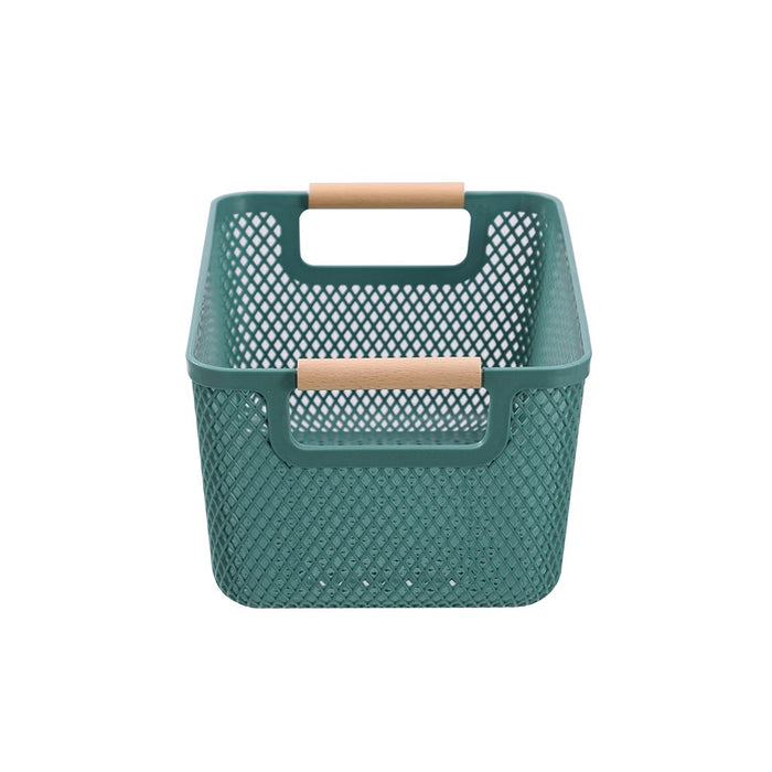 Boxsweden Mesh Plastic Basket Wood Handle 7.5L 31X20X14Cm