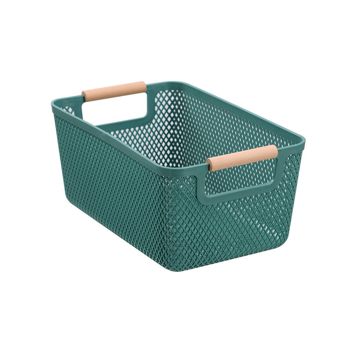 Boxsweden Mesh Plastic Basket Wood Handle 7.5L 31X20X14Cm
