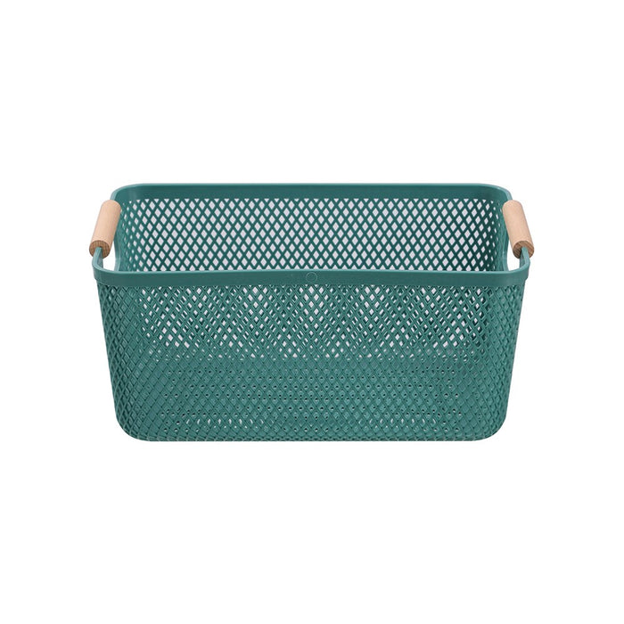 Boxsweden Mesh Plastic Basket Wood Handle 7.5L 31X20X14Cm