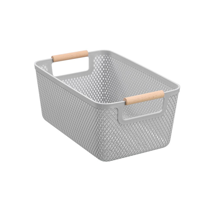 Boxsweden Mesh Plastic Basket Wood Handle 7.5L 31X20X14Cm