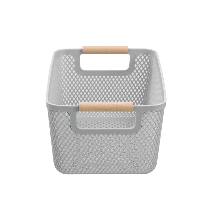 Boxsweden Mesh Plastic Basket Wood Handle 7.5L 31X20X14Cm