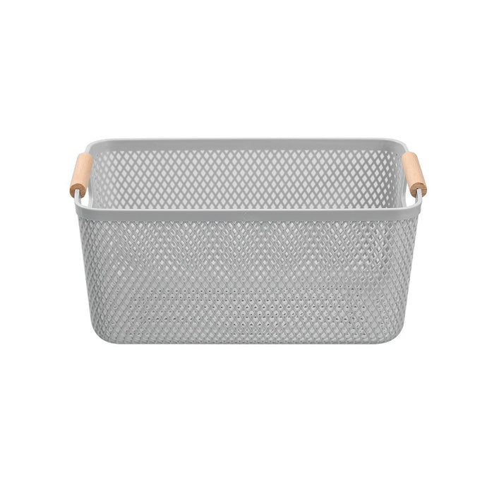 Boxsweden Mesh Plastic Basket Wood Handle 7.5L 31X20X14Cm