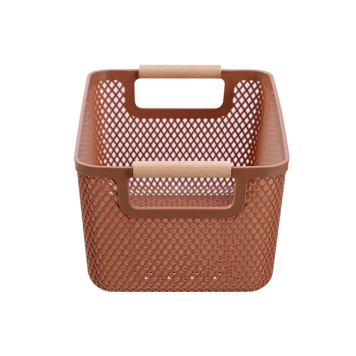 Boxsweden Mesh Plastic Basket Wood Handle 7.5L 31X20X14Cm