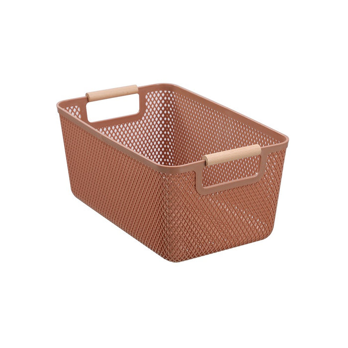 Boxsweden Mesh Plastic Basket Wood Handle 7.5L 31X20X14Cm