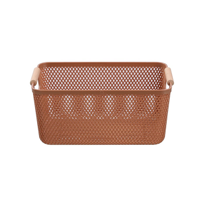 Boxsweden Mesh Plastic Basket Wood Handle 7.5L 31X20X14Cm