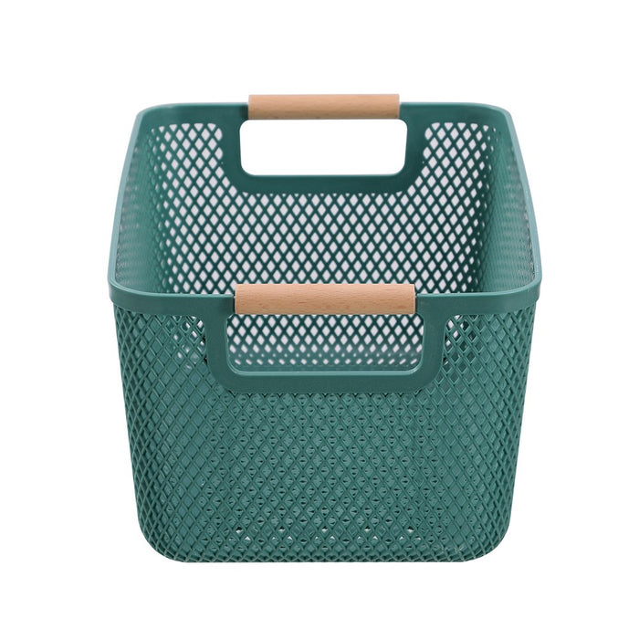 Boxsweden Mesh Plastic Basket Wood Handle 10L 35X22X16Cm