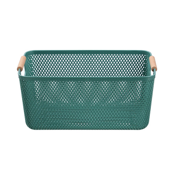 Boxsweden Mesh Plastic Basket Wood Handle 10L 35X22X16Cm
