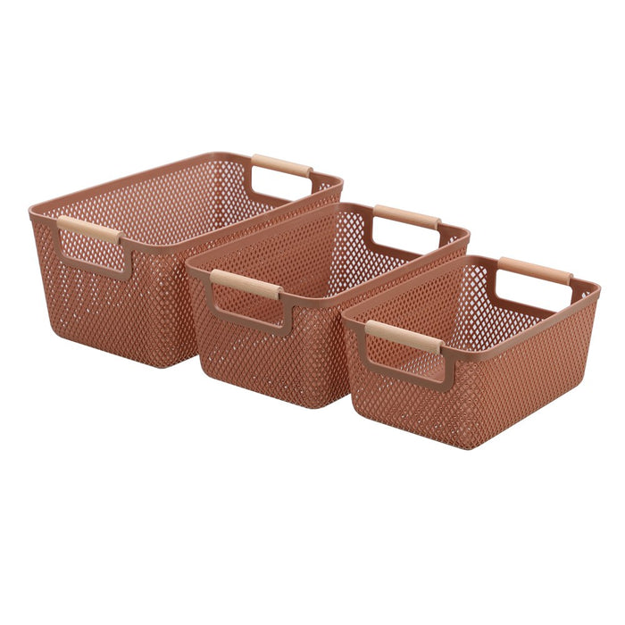 Boxsweden Mesh Plastic Basket Wood Handle 10L 35X22X16Cm