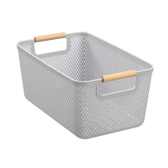 Boxsweden Mesh Plastic Basket Wood Handle 10L 35X22X16Cm