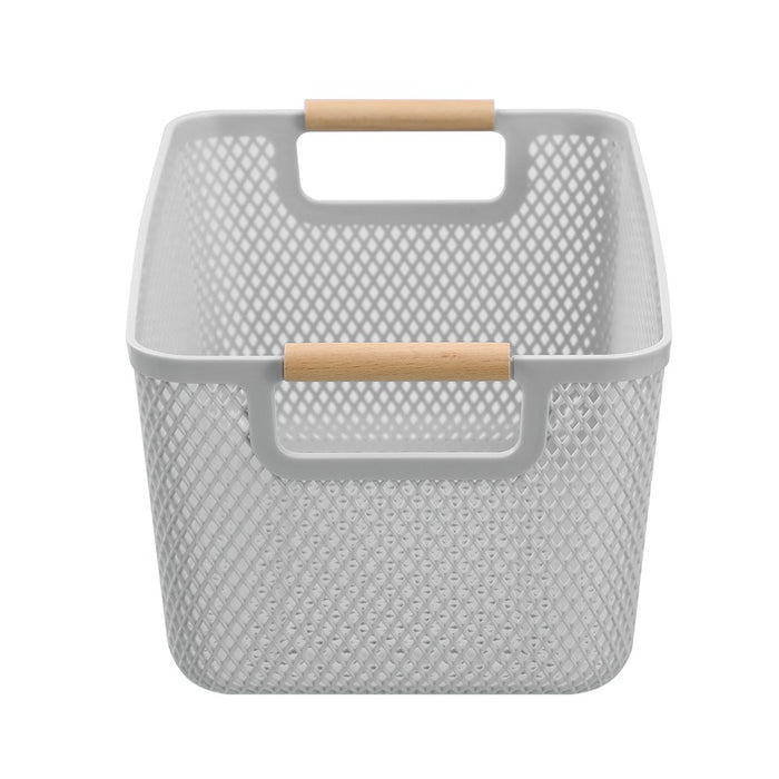Boxsweden Mesh Plastic Basket Wood Handle 10L 35X22X16Cm