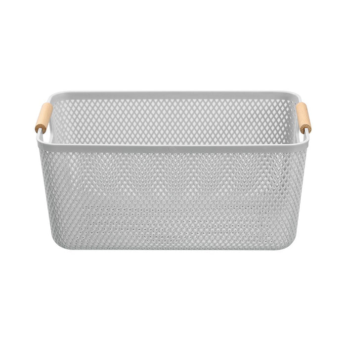 Boxsweden Mesh Plastic Basket Wood Handle 10L 35X22X16Cm