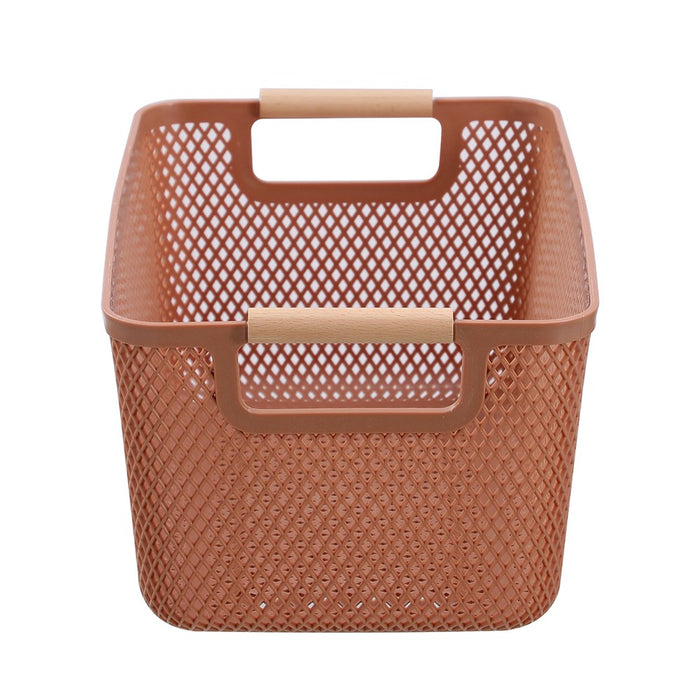 Boxsweden Mesh Plastic Basket Wood Handle 10L 35X22X16Cm