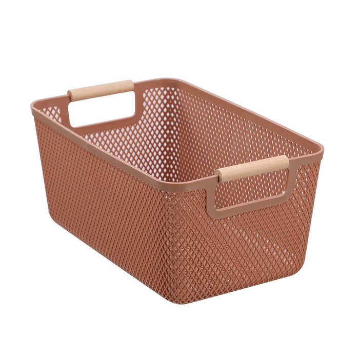 Boxsweden Mesh Plastic Basket Wood Handle 10L 35X22X16Cm