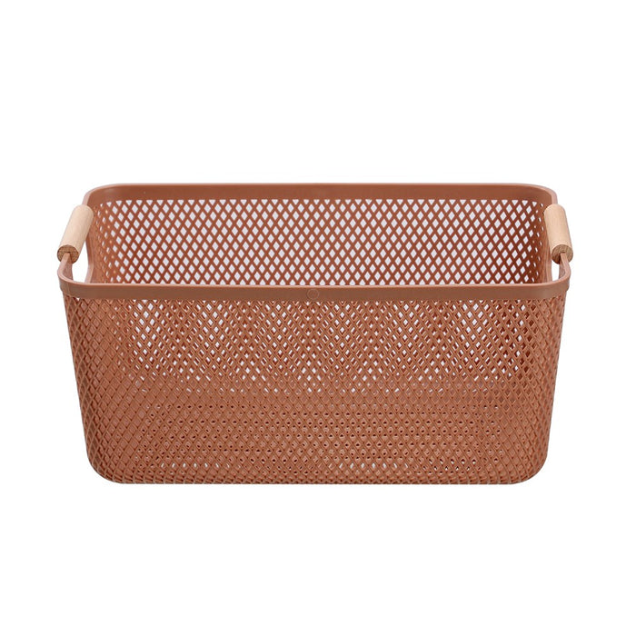 Boxsweden Mesh Plastic Basket Wood Handle 10L 35X22X16Cm