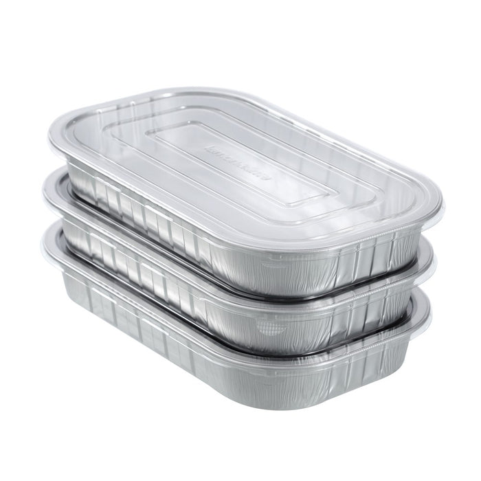 Lemon & Lime PREMIUM FOIL CONTAINER WITH CLEAR LIDS 3PK 31.5X19X4.5CM