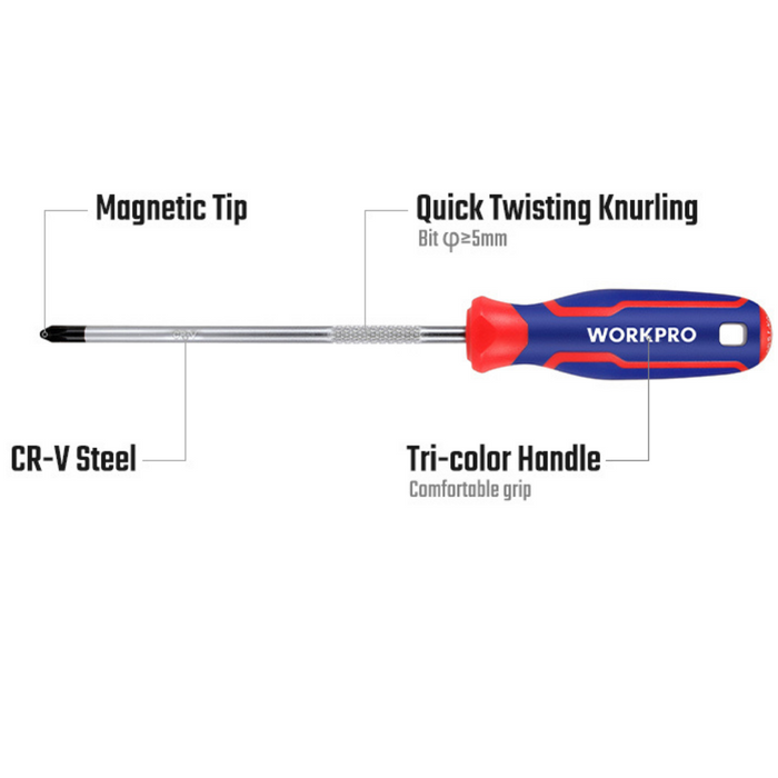 Workpro Phillips Screwdriver Chrome Vanadium Blade