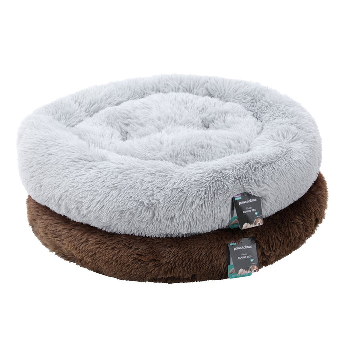Paws & Claws ROUND BED SMALL 50X50X15CM LIGHT GREY & BROWN