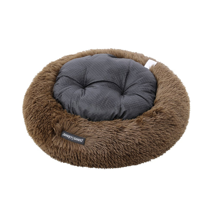 Paws & Claws ROUND BED SMALL 50X50X15CM LIGHT GREY & BROWN