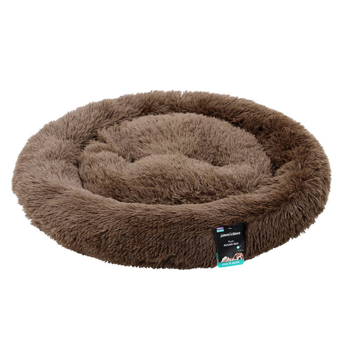 Paws & Claws ROUND BED LARGE 75X75X17CM LIGHT GREY & BROWN