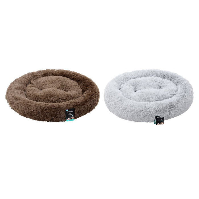 Paws & Claws ROUND BED LARGE 75X75X17CM LIGHT GREY & BROWN