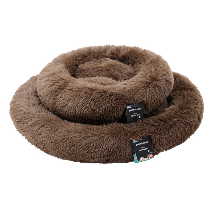 Paws & Claws ROUND BED LARGE 75X75X17CM LIGHT GREY & BROWN