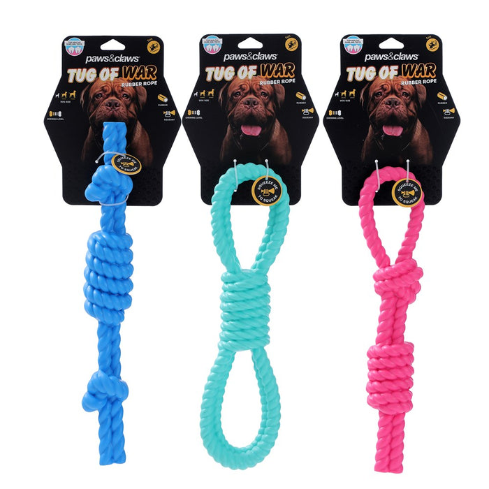 Paws & Claws TUG-OF-WAR RUBBER ROPE DOG TOY DESIGNS