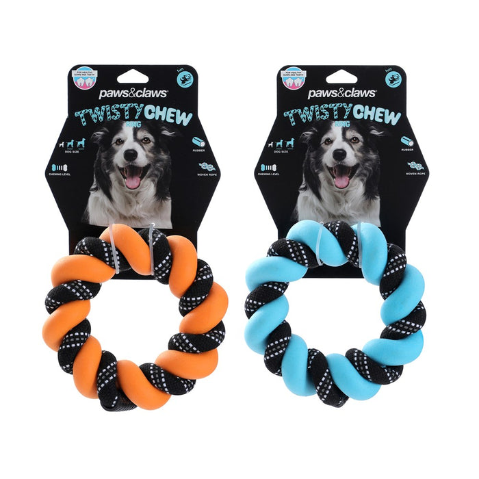 Paws & Claws TWISTY CHEW RING TOY COLS 18X4.5X4.5CM