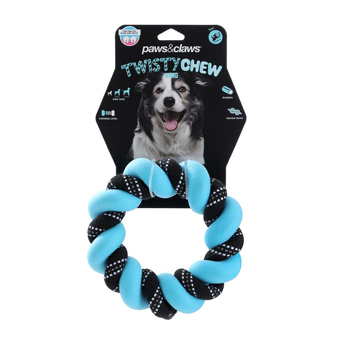 Paws & Claws TWISTY CHEW RING TOY COLS 18X4.5X4.5CM