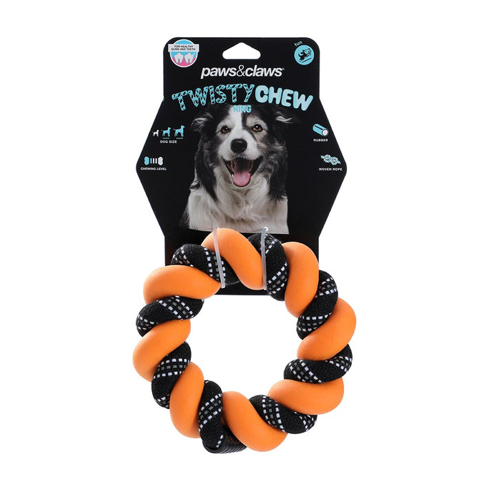 Paws & Claws TWISTY CHEW RING TOY COLS 18X4.5X4.5CM