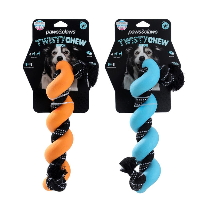 Paws & Claws TWISTY CHEW BATON TOY COLS 27X5X5CM