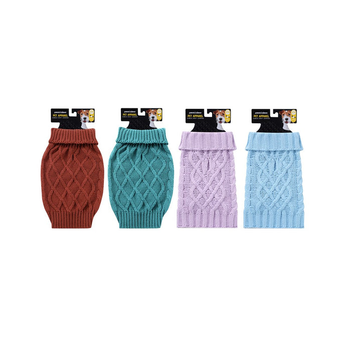 Paws & Claws CABLE KNIT JUMPER 30CM 4 ASST COLOURS