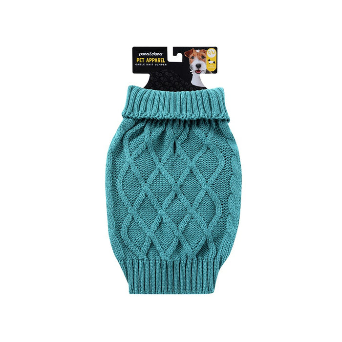 Paws & Claws CABLE KNIT JUMPER 30CM 4 ASST COLOURS