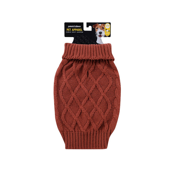 Paws & Claws CABLE KNIT JUMPER 30CM 4 ASST COLOURS