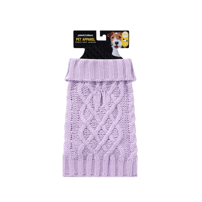 Paws & Claws CABLE KNIT JUMPER 30CM 4 ASST COLOURS