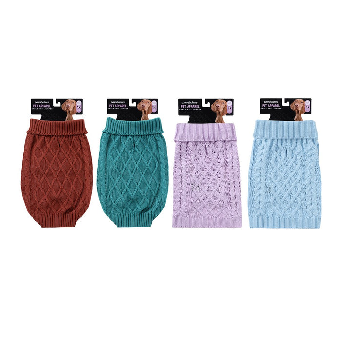 Paws & Claws CABLE KNIT JUMPER 40CM 4 ASST COLOURS