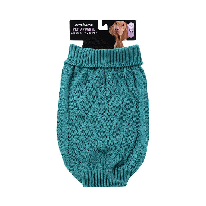 Paws & Claws CABLE KNIT JUMPER 40CM 4 ASST COLOURS