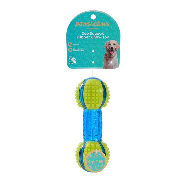 Paws & Claws GEO SQUEAK + CHEW TPR TOYS BALL 7.5CM / RING 12.5X4.5CM / BATON 15X5CM