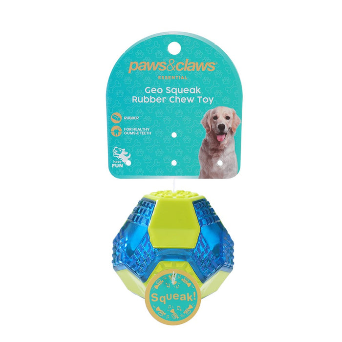 Paws & Claws GEO SQUEAK + CHEW TPR TOYS BALL 7.5CM / RING 12.5X4.5CM / BATON 15X5CM