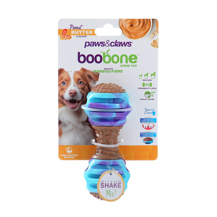 Paws & Claws BOOBONE TPR GIGGLE DUMBELL CHICKEN & PEANUT BUTTER 14X5.6X5.6CM