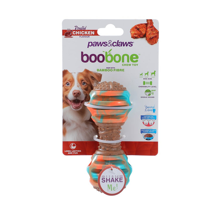Paws & Claws BOOBONE TPR GIGGLE DUMBELL CHICKEN & PEANUT BUTTER 14X5.6X5.6CM