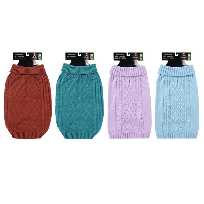 Paws & Claws CABLE KNIT JUMPERS 60CM 4 ASST COLOURS