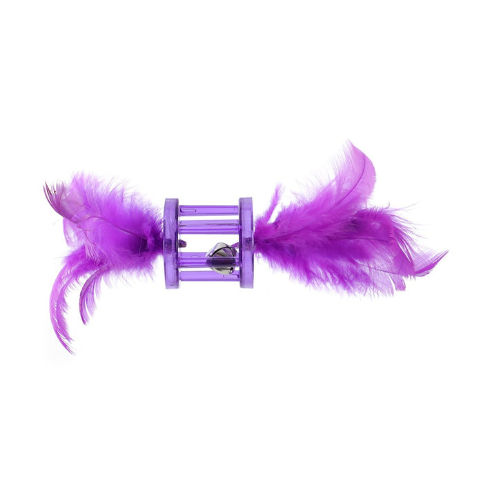 Paws & Claws POUNCE FEATHER RATTLE CAT TOYS COLS 18X5X5CM