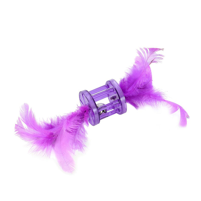 Paws & Claws POUNCE FEATHER RATTLE CAT TOYS COLS 18X5X5CM